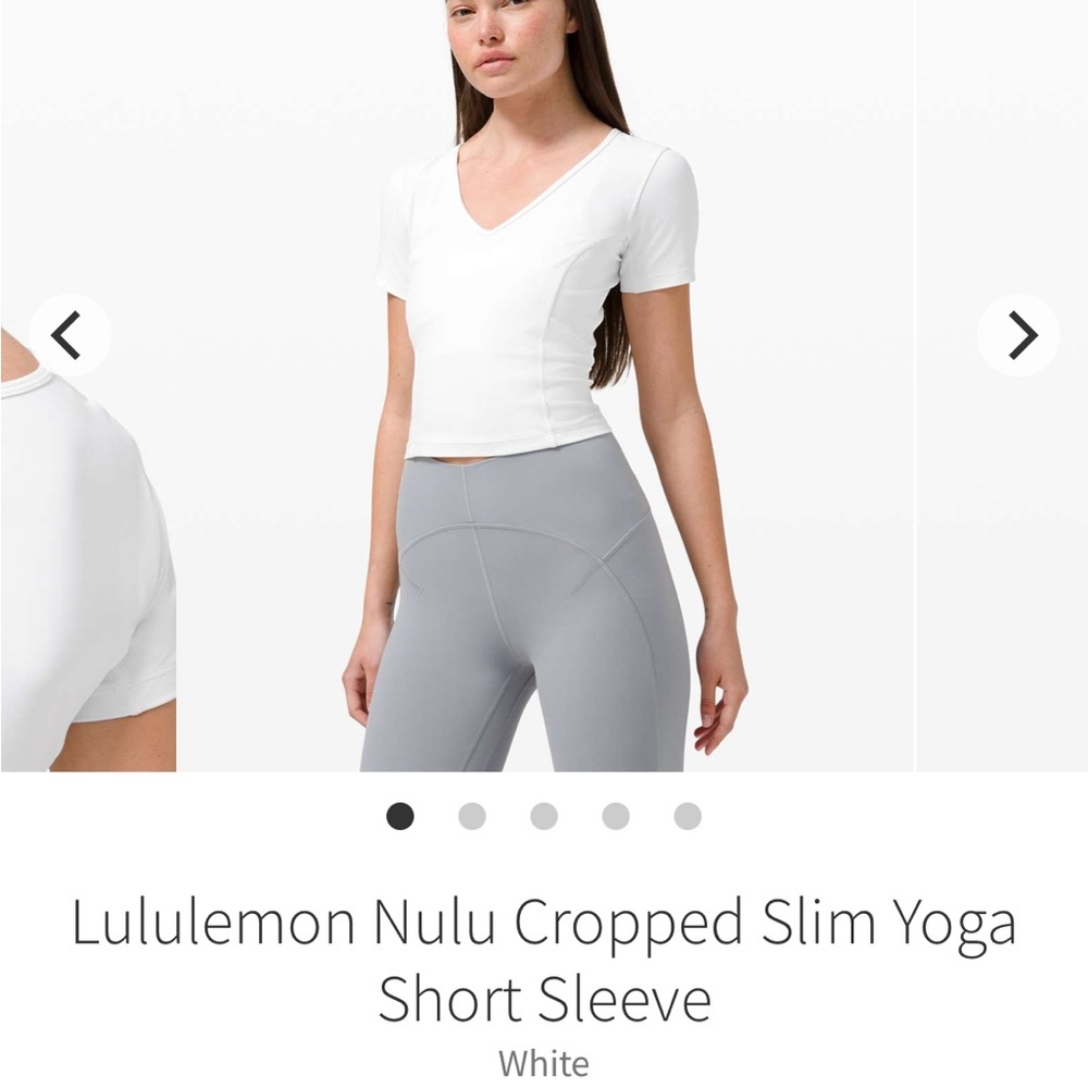 lululemon nulu cropped slim yoga short sleeve - white size 4 crop top